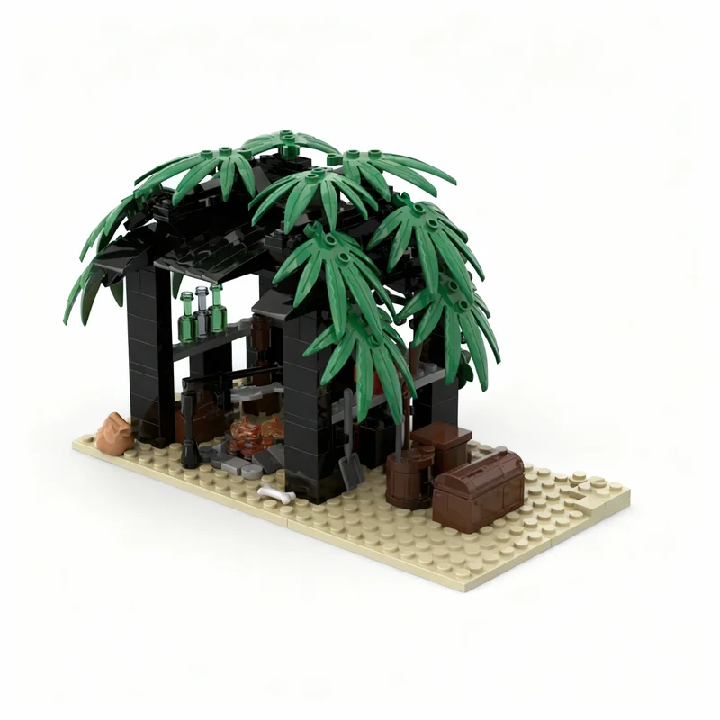 

222PCS MOC Pirate Sailing Smuggler S Shanty Model Premium Display Building Blocks DIY Creative Home Decor Gift Collectible Ideas