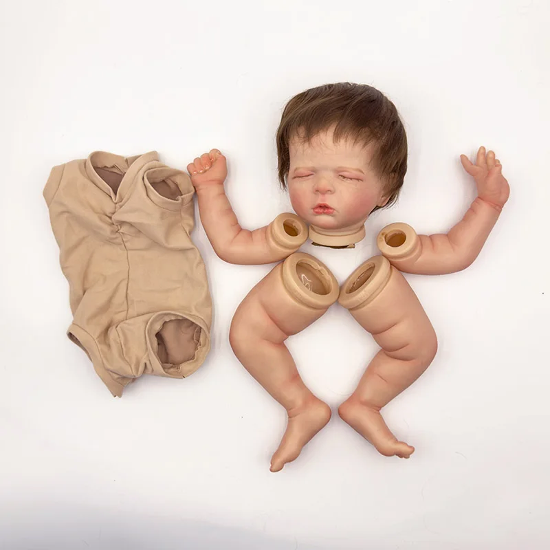 Luisa Handwortelhaar/Handgetekend haar 19 inch herboren poppenset Doeklichaam Levensecht Meerdere lagen Schilderen Poponderdelen Zichtbare aderen
