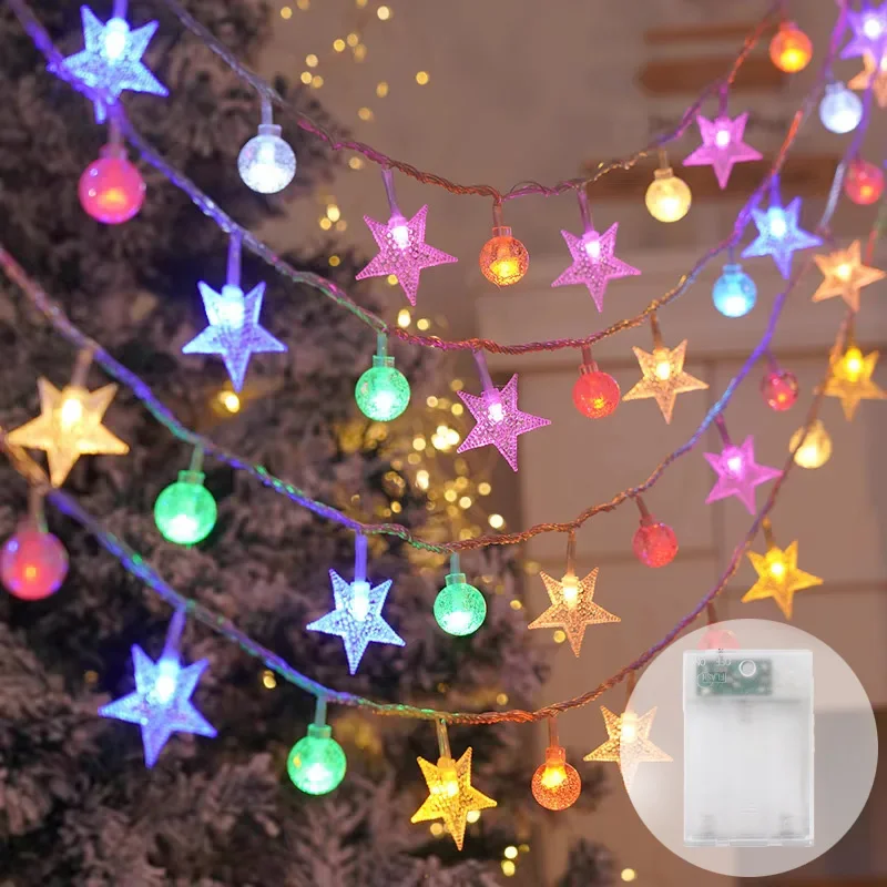 Battery Operated Star Ball/Crystal Ball LED String Lights 8 Modes Waterproof Fairy Lights for Outdoor Garden Patio Decoration