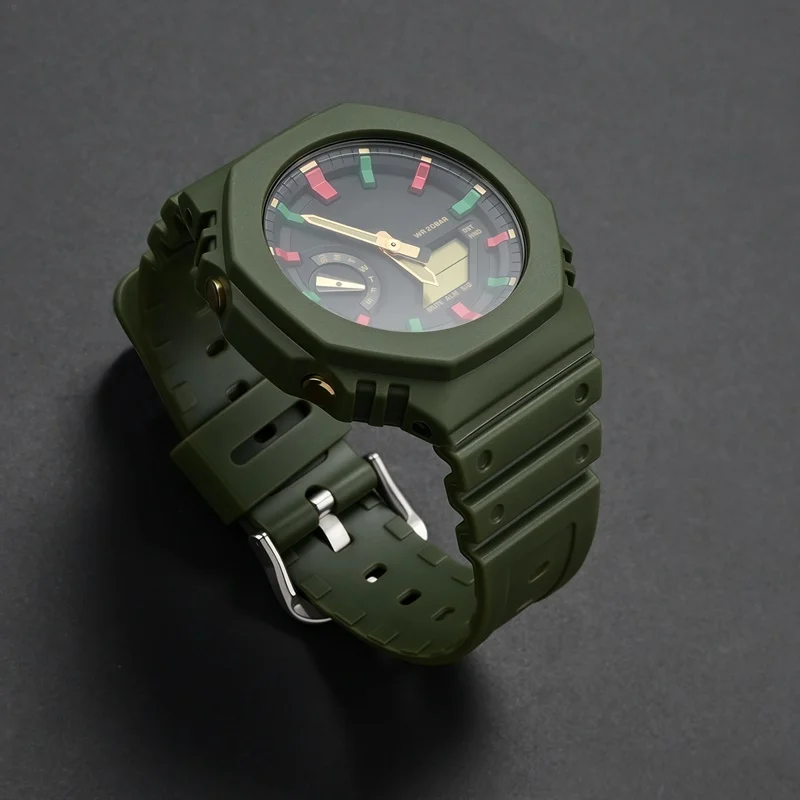สายเรซิ่นสำหรับนาฬิกา Casio Farm Oak GA-2100 GA-2110  พร้อมเคสกันกระแทก  สำหรับนาฬิกา gshock ga2100