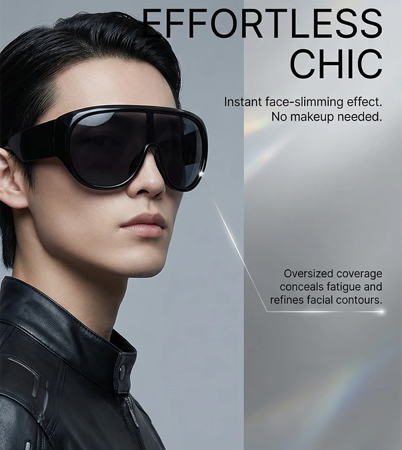 Y2K Übergroße Schutzbrille für Damen, Futuristisches Visier, Einteilige Steampunk-Brille mit Großem Rahmen, Punk-Sonnenbrille, Winddichte Eyewear – Detail 2