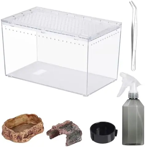 

Reptile Terrarium 10.2" Starter Kit with Accessories for Geckos, Insects & Amphibians – Full View Habitat