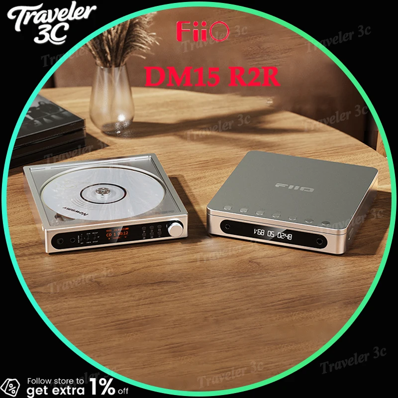 

New Release FiiO DM15 R2R Portable Bluetooth CD Player HiFi Player High Fidelity Portable Turntable Home Bass+EQ TFT Screen PC