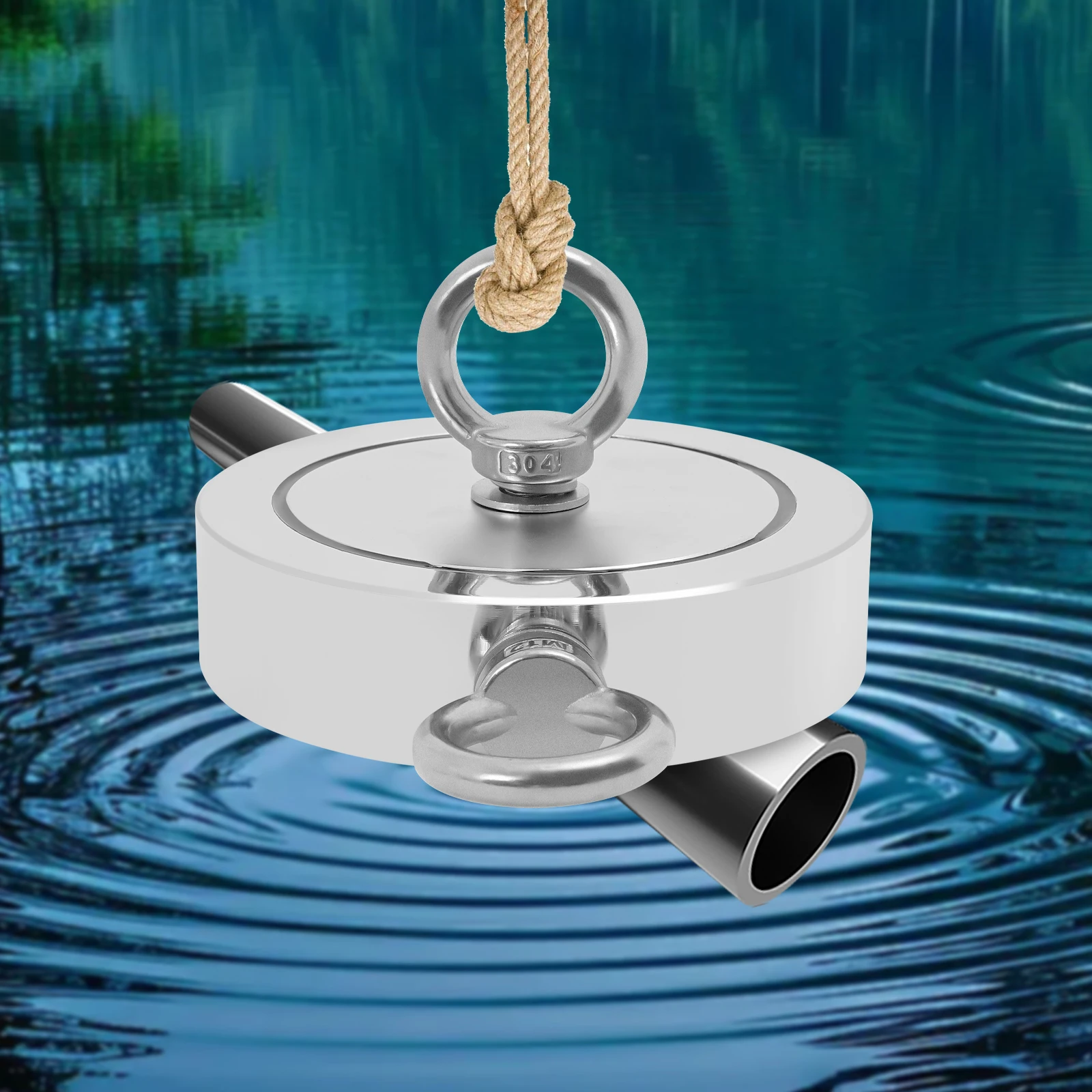 Ímã de pesca dupla face ímã de neodímio 1.4t força de tração para recuperação subaquática