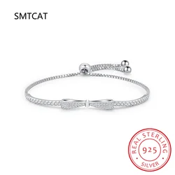 D VVS1 Moissanite Tennis Bracelet Original S925 Sterling Silver Lab Diamond Bowknot Bracelet Adjustable for Women Man