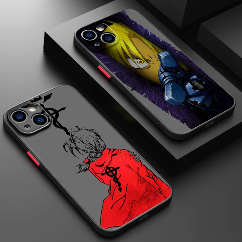 Fullmetal Alchemist Anime Movie Frosted Translucent For Apple iPhone 16 15 14 13 12 11 XS XR X Pro Max Plus Mini Funda