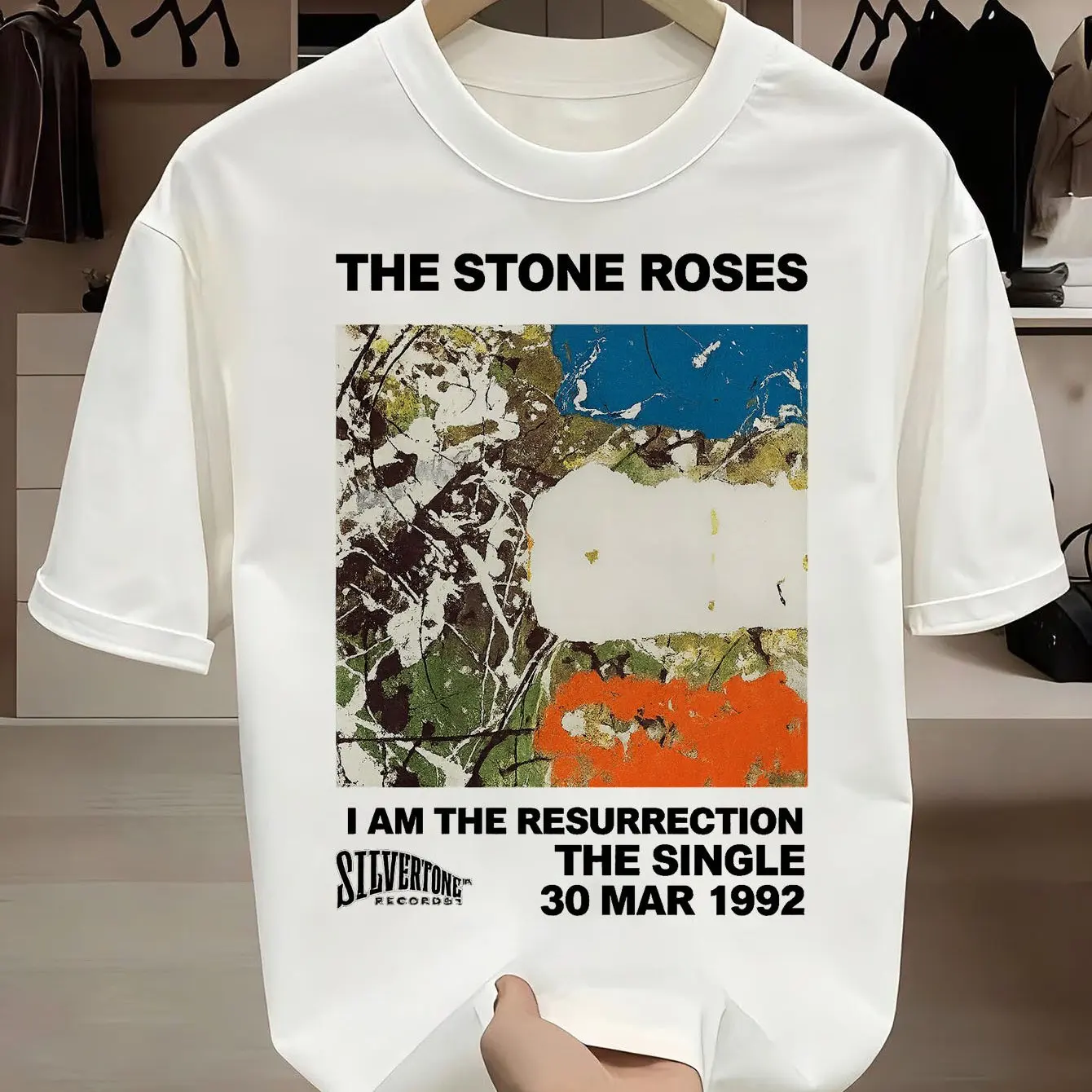 The Stone Roses I Am The Resurrection T-Shirt, offizielles 1989-Album-Logo, Liedtextdruck, ikonische Trackliste, Unisex-Freizeit-T-Shirt – Detail 6