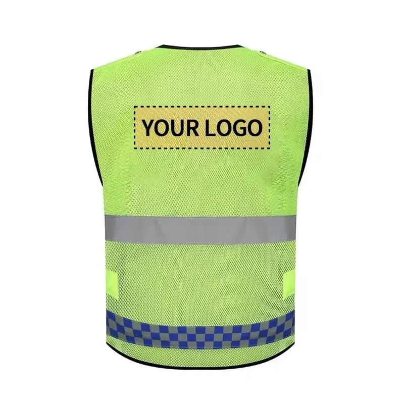 High Visibility Mesh Safety Vest Custom Logo Construction Work Motorcycle Cycling Night Riding Breathable Reflective Vest