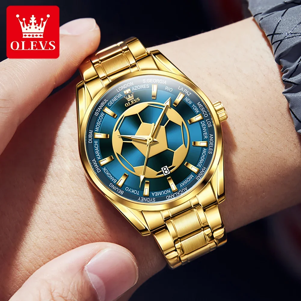 Imagem -04 - Olevs 9949 Quartz Grande Qualidade Esporte Homens Relógio de Pulso de Strap Relógios Casuais Impermeáveis para Homens Calendário Luminoso Aço Inoxidável