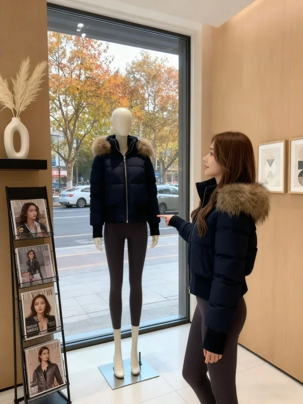 

Chic ort Thiened Cotton Jaet with Fur Collar Spring New Sle Women's Ele Outerwear Casual Comfortable Cotton Coat