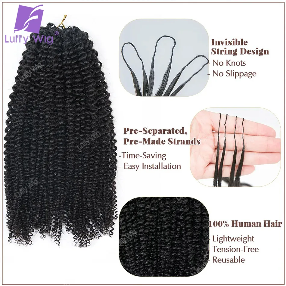 Crochet Human Hair Braids Extensions Pre Separated Kinky Curly Mongolian Remy Hair Bundles For Braiding No Leave Out Knotless