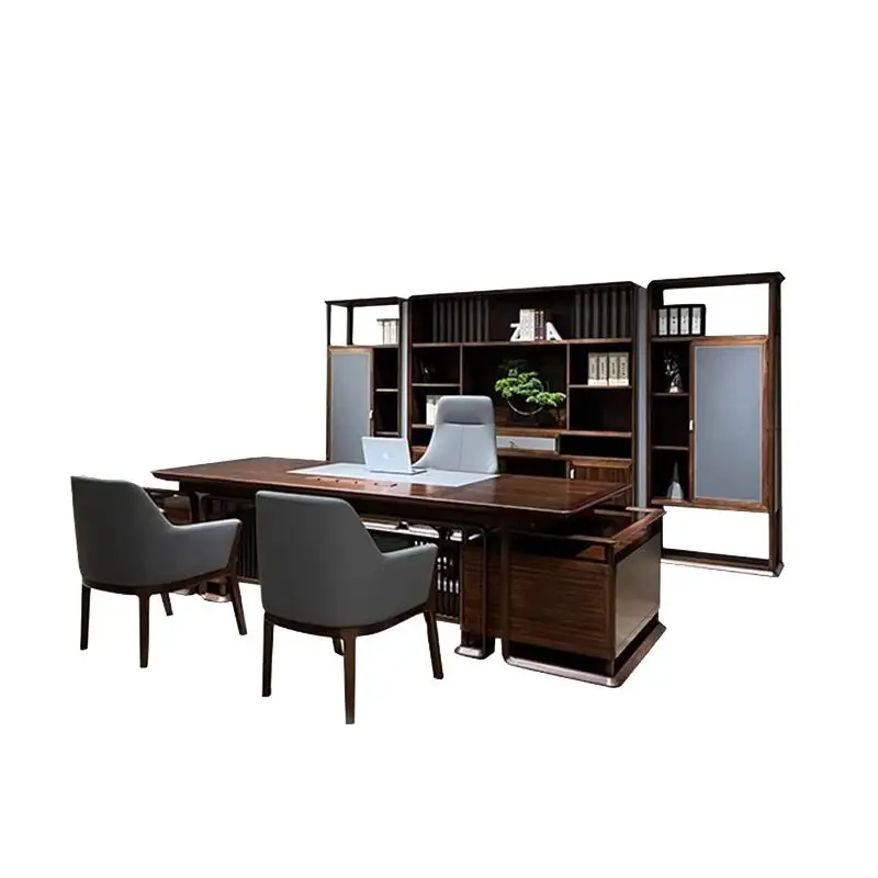 

New Chinese black walnut desk office solid wood desk