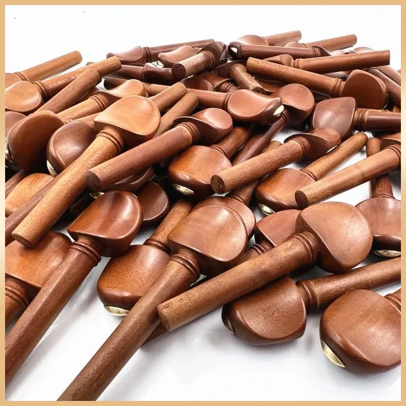 4pcs 4/4 Violin Jujube Wood Tuning Pegs, Bronze Copper Fittings, Violin String Instrument Replacement Accessories
