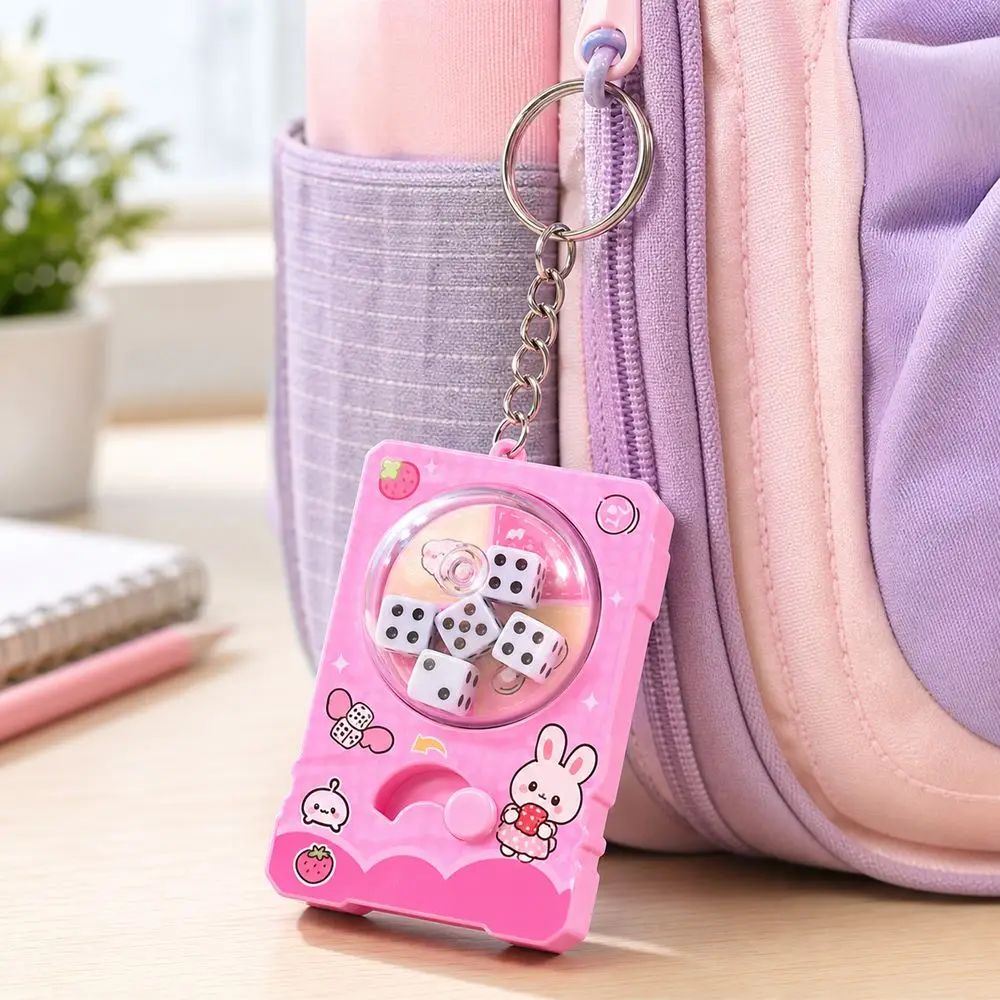Mini Fidget Rotating Dice Keychain Press Button Plastic Fidget Keychain Rotating Dice Cute Style Bag Decoration Key Decoration