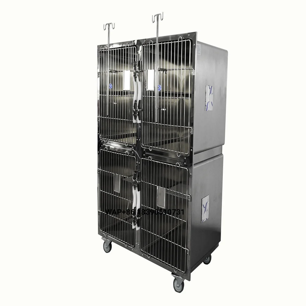 Medical Grade SUS304 Stainless Steel Veterinary Equipment Dog Cat Small Veterinary Animal Clinic Animal Metal Cage