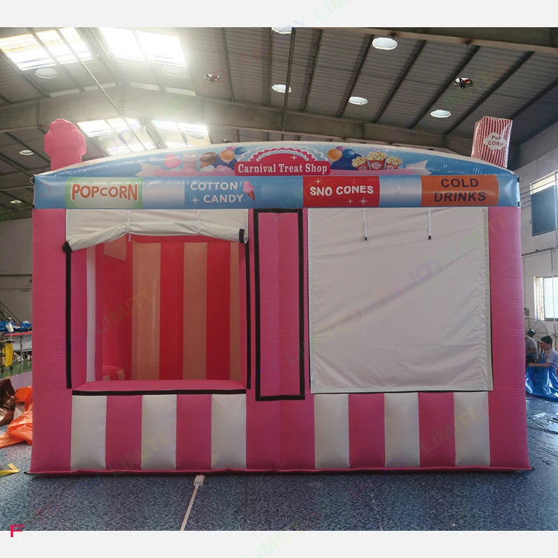 Fast food oxford pink giant inflatable carnival treat shop/ Inflatable Concession Stand/popcorn ice cream booth with blower