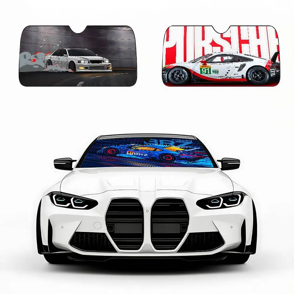 سباق السيارات مظلة السيارات الستائر 130x70 سنتيمتر سيارة ظلة غطاء الزجاج الأمامي UV حماية السيارات قناع اكسسوارات للسيارات #2