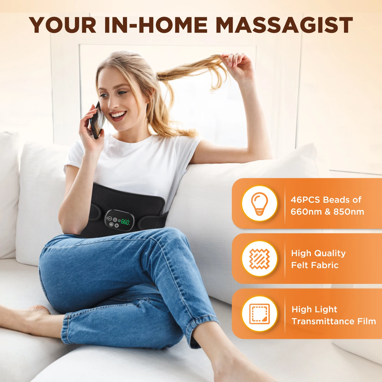 Multifunctional Cordless Massage Pad 660nm & 850nm Light Portable LED Light Wrap Pad for Knee Back Shoulder Waist Joint Relax