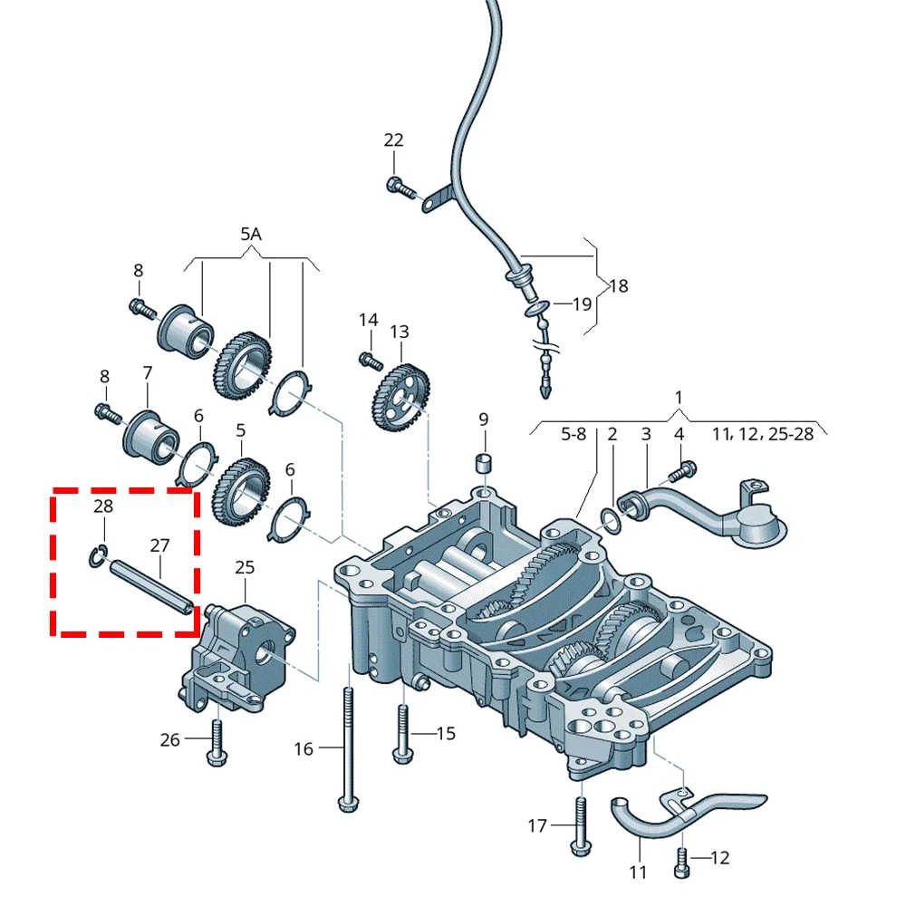 For Audi A5/S5 Cabriolet 8F 2010-2017 Oil Pump Drive Key 2.0TDI Hexagon Oil Pump Shaft Securing Ring Circlip Accessories Parts view 6