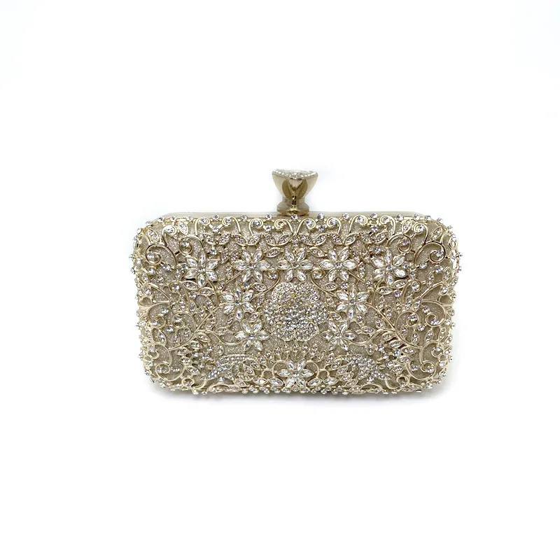 Hollow Out Style Diamonds Clutch Luxury Metal Rhinestones Evening Bags Flap Party Wedding Handbags Purse