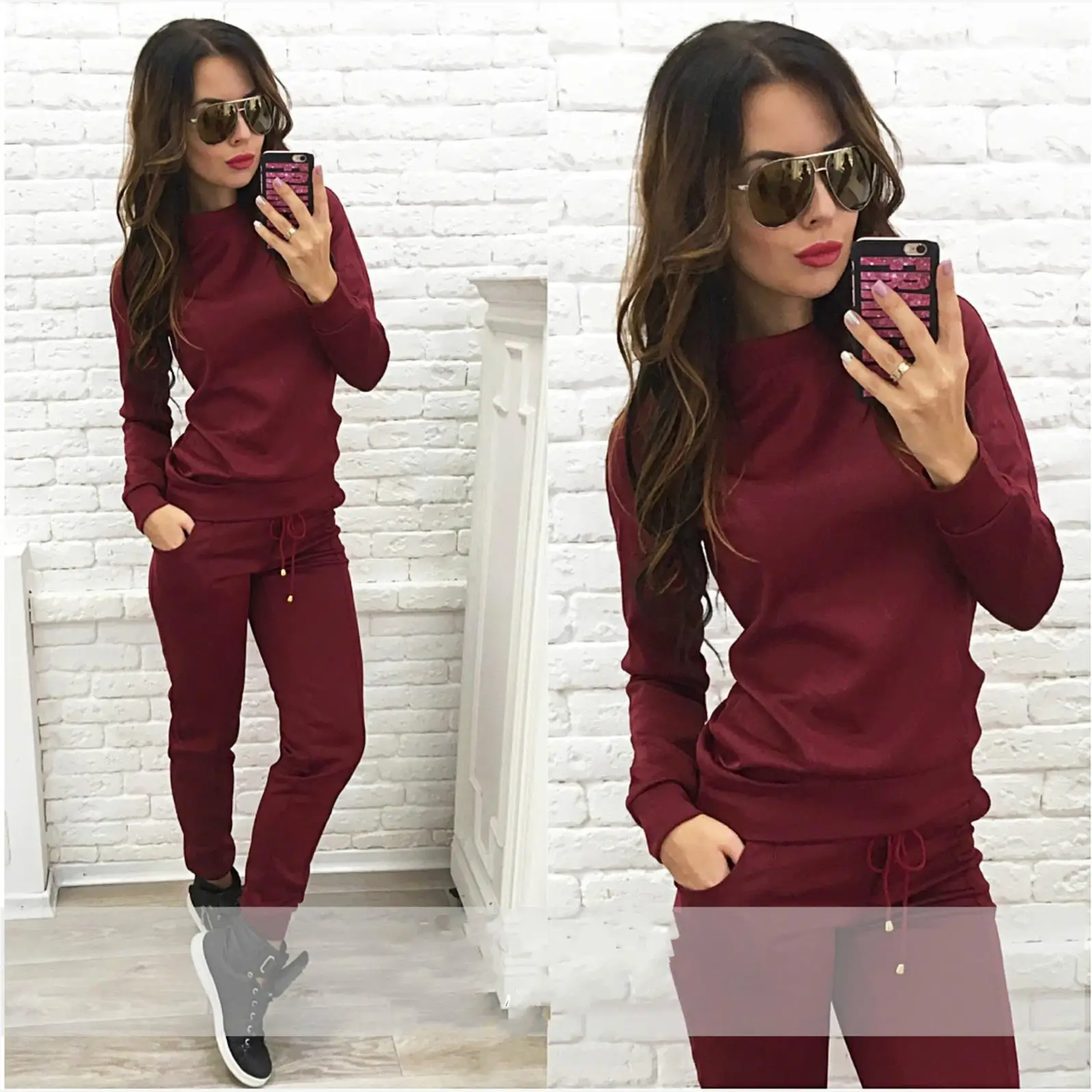 

Autumn Winter New Hot S Sportswear Hoodie Set Casual Comfortable Women's Faion Tra Suit Sportswear Ensemble