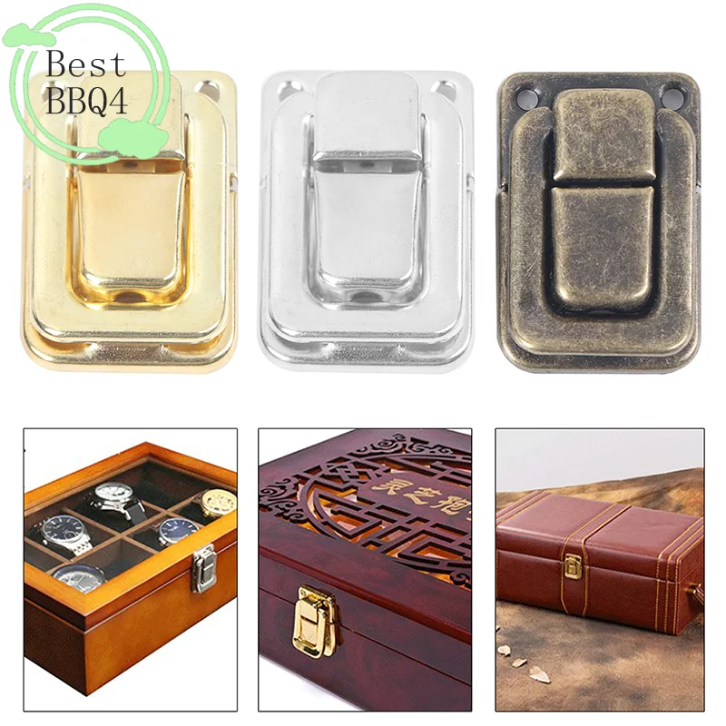 (BBQ4)Antique Bronze Box Hasps Iron Lock Catch Latches For Jewelry Chest Box Suitcase Buckle Clip Clasp Vintage Hardware