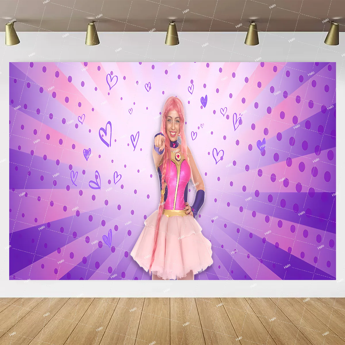 Halo Backdrop of Girl\'s Birthday Party Luli Pampín Cumpleaños Theme Pink Poster Photo Photography Studio Backdrop Props