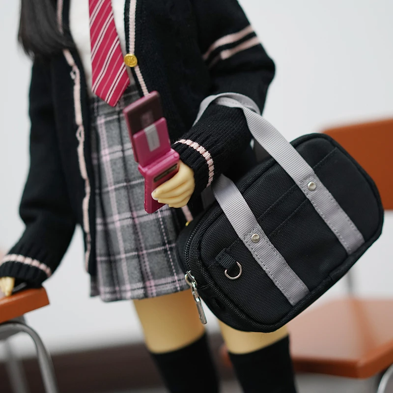 BJD Doll Accessories 1/4 1/3 cloth uniform bag Dark blue/black DD MSD kumako Japanese JK Preppy style schoolbag handbag