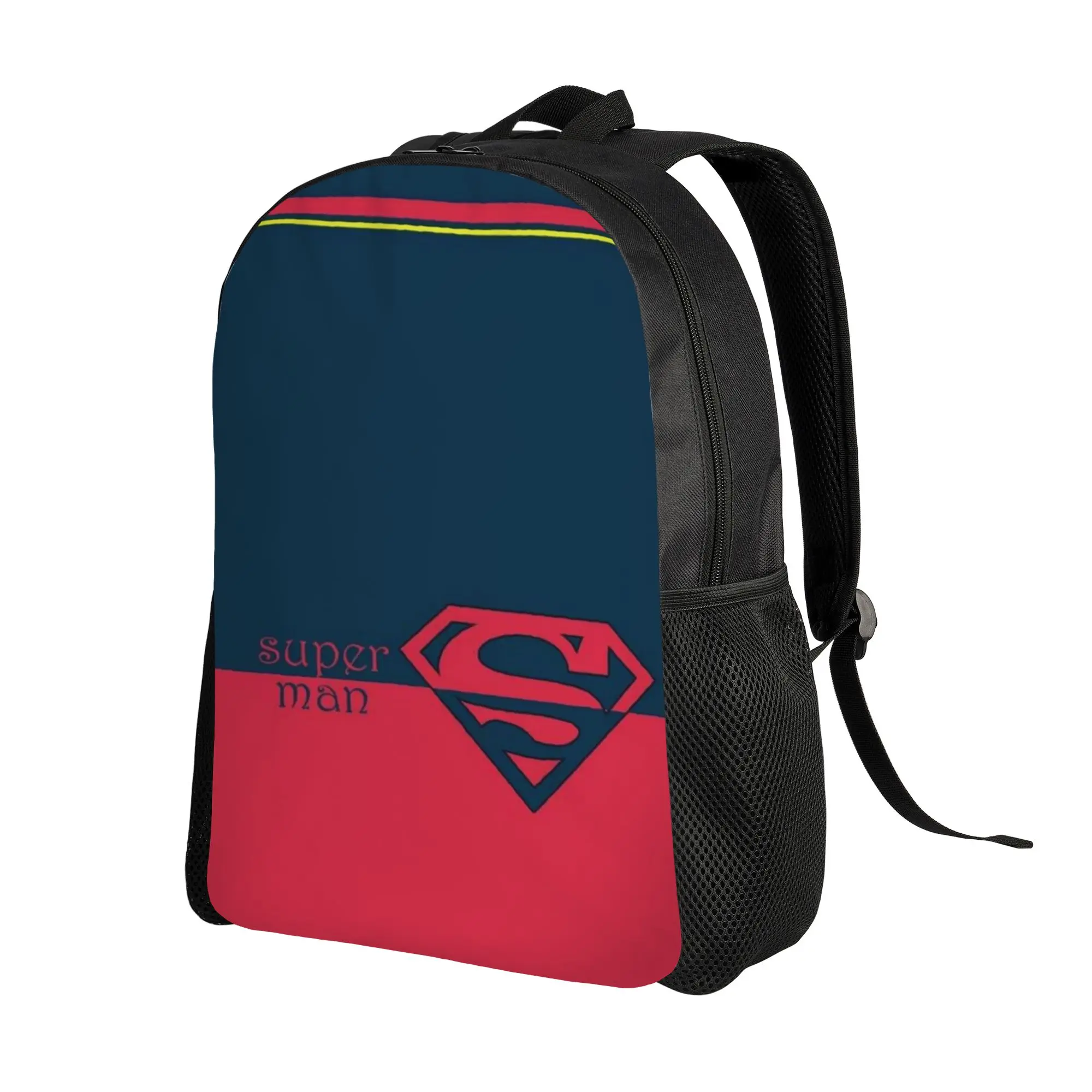Back to school season Retro Color Block Superman Logo Art Rucksack  Teenager Light Backpack