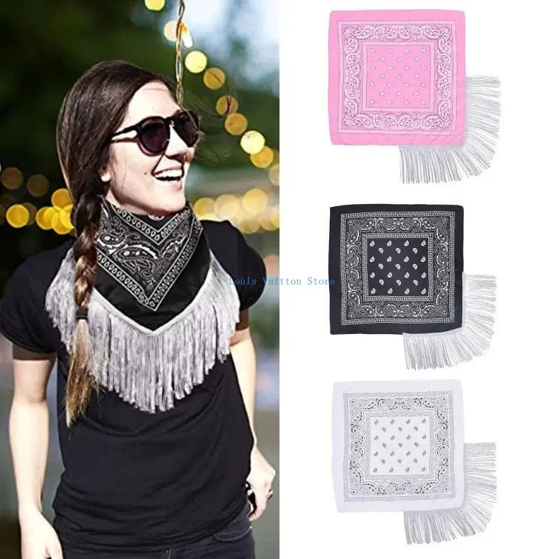 l5yb cowgirl bandanas tassel fringe scarf neckerchief bandanas bachelorette bandanas