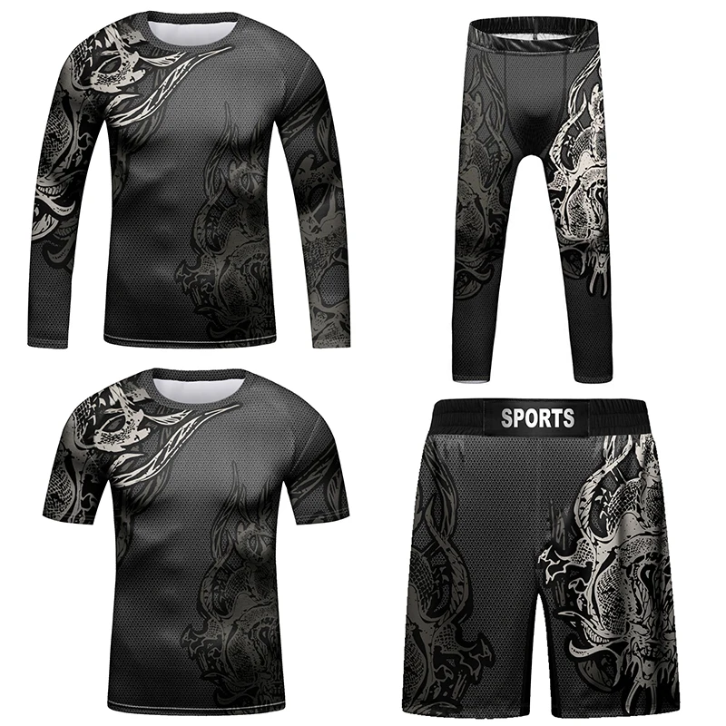 

New MMA Kid Rashguard Jiu jitsu T-shirt+Pant Sets Bjj Kickboxing Jerseys Sport Boy Children Muay Thai Shorts Gym Boxing Clothing