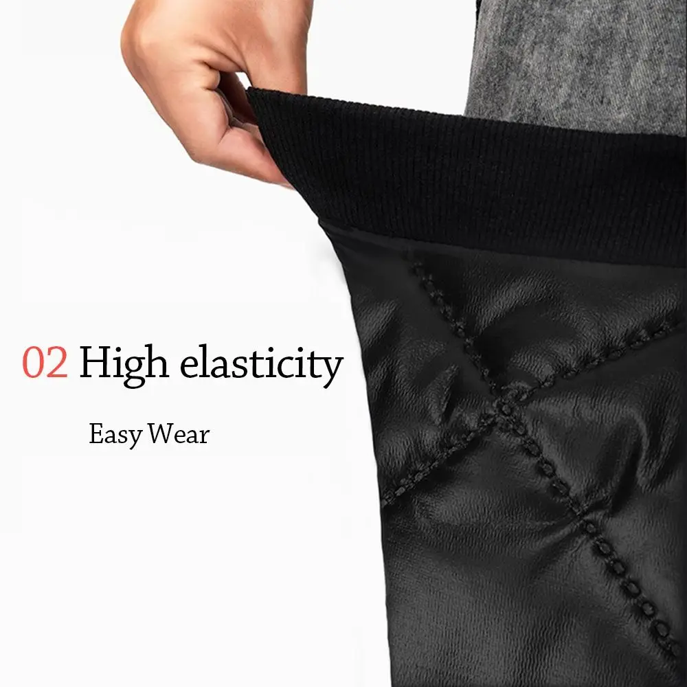 وسادات ركبة شتوية مخملية متينة مقاومة للرياح، أكمام ركبة دافئة مرنة سميكة للجنسين #4