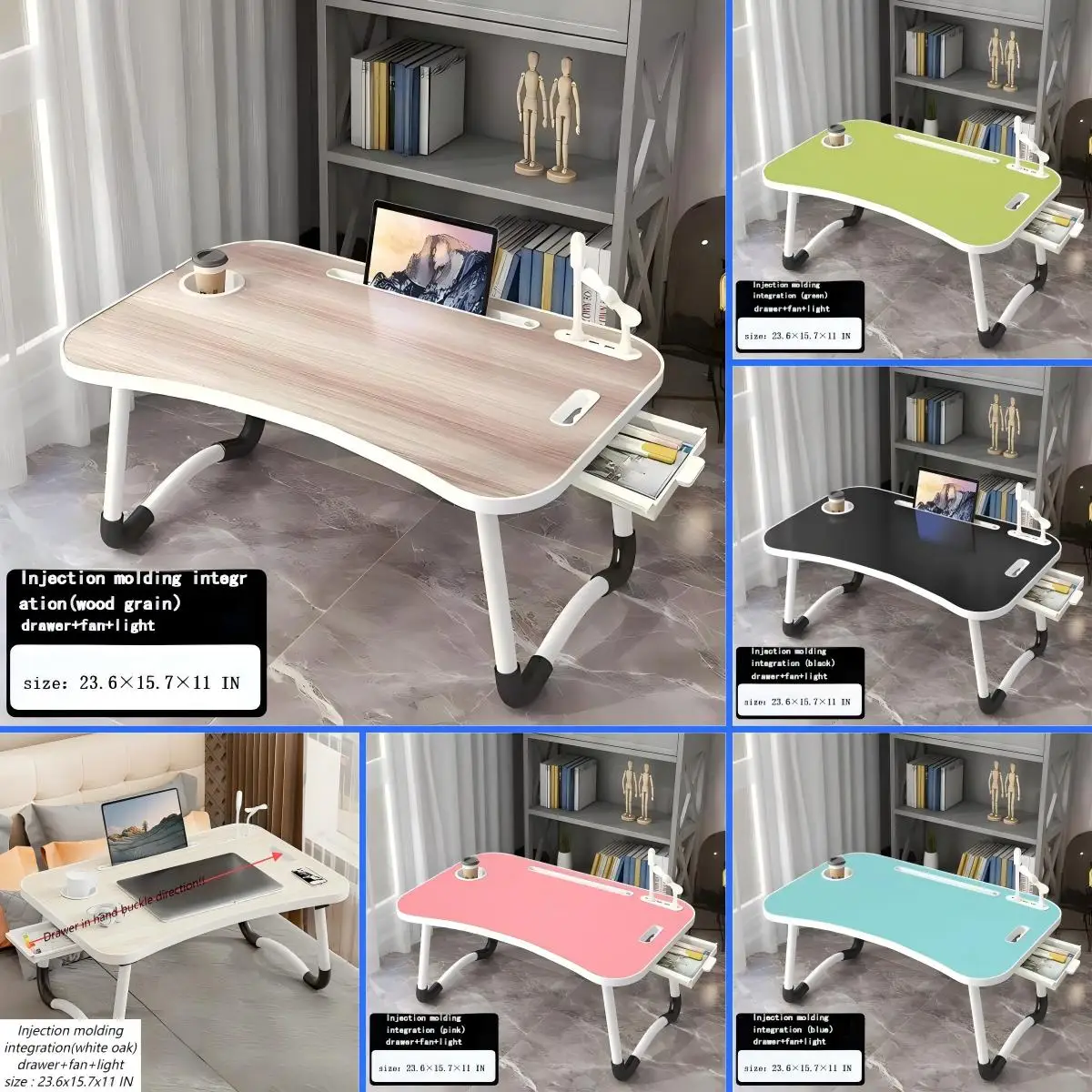 Foldable Home Office Desk - 1-Second Open, No Assembly, Portable Laptop Stand with Storage & Upgraded Protective Packaging for Remote Work