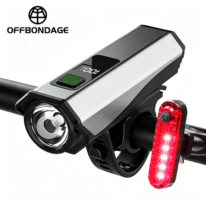 OFFBONDAGE 1000LM Bicycle Front Light MTB Bike Tail Light USB Charging Digital Display Cycling Sense Headlight Flashlight Rear