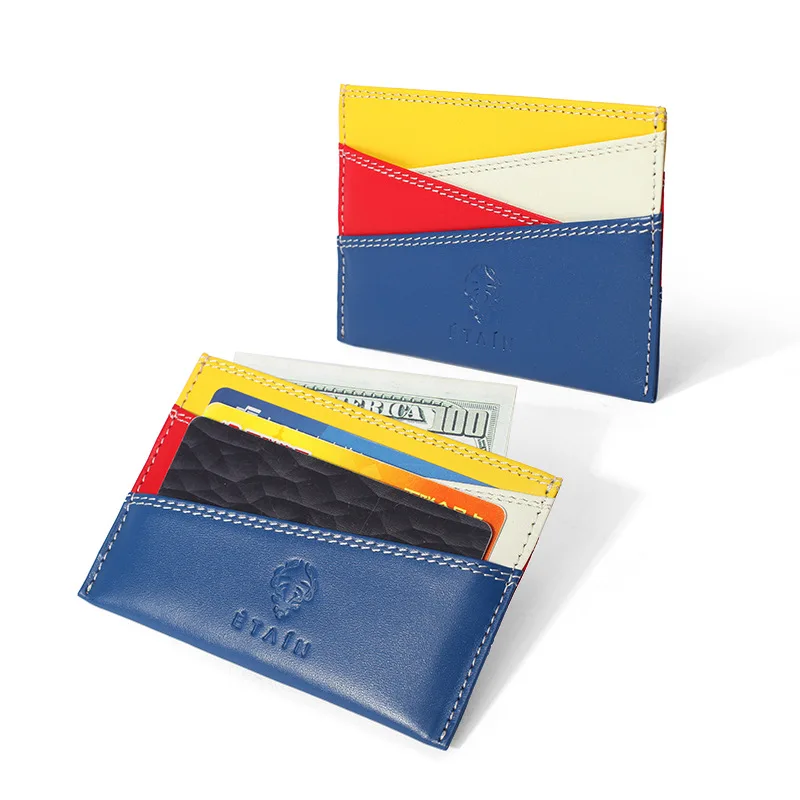 Fashion Women Genuine Leather Business Card Pack Female Credit Card Holder Ultra-thin Colorful Lady ID Cards PouchTarjetero