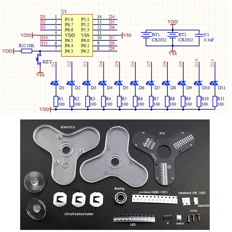 Hot-DIY Electronic Kit LED Manufacture DIY Kit SMD Component Welding Practice Board Kit