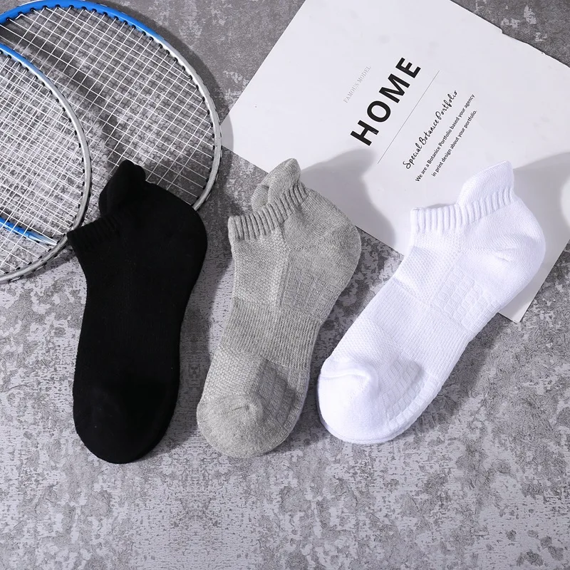 1/5/10 Pairs Unisex Cotton Sports Socks Thick Cushioned Sweat Absorbent Low Cut No Show Basketball Ankle Socks view 4