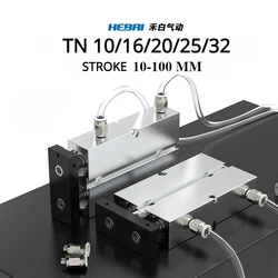 HEBAI Pneumatic Cylinder Double Twin-Rod TN  Air Cylinder 10 16 20 25 32mm Aluminum Alloy Stroke 30 40 50 60 80 100mm