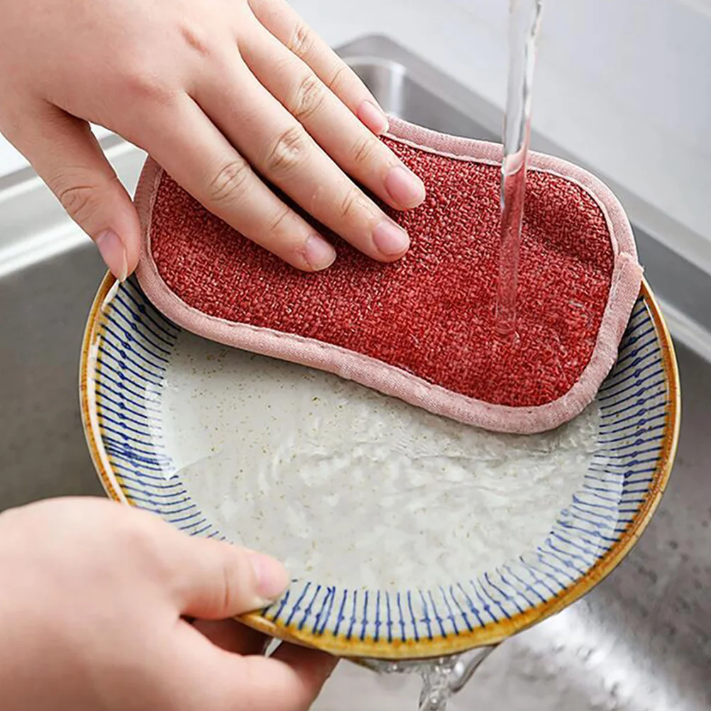 

8pcs Sponge Non scratch Dishwasher Tool Red Blue Grey Beige Kitchen Cleaning Bath Tub Reusable Scrub Sponges Household