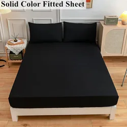 Black Fitted Sheet Home Bed Linen 90x200 Bed Cover with Elastic Band tampa de colchão Double Bedsheet(Pillowcase Need Order)