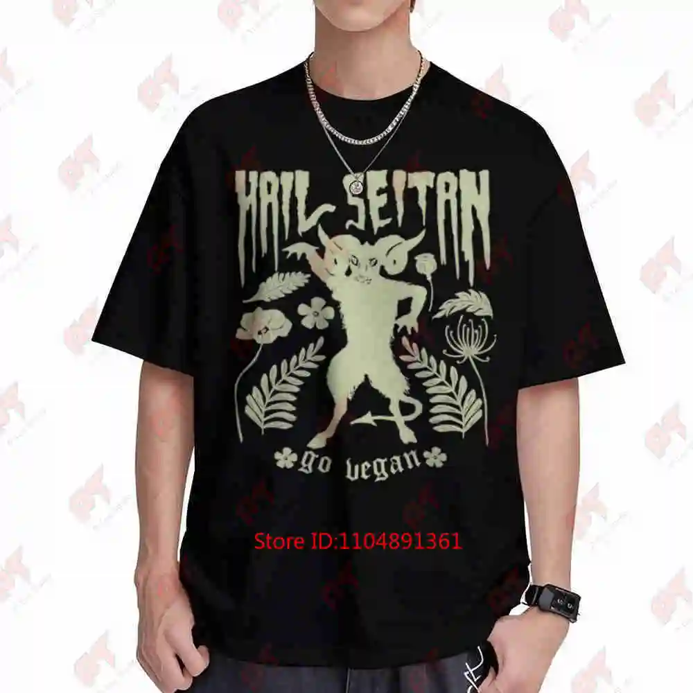 Hail Seitan Go Vegan Herbivore Plant Based Metal Short Sleeve Tee 100% Cotton T-Shirt