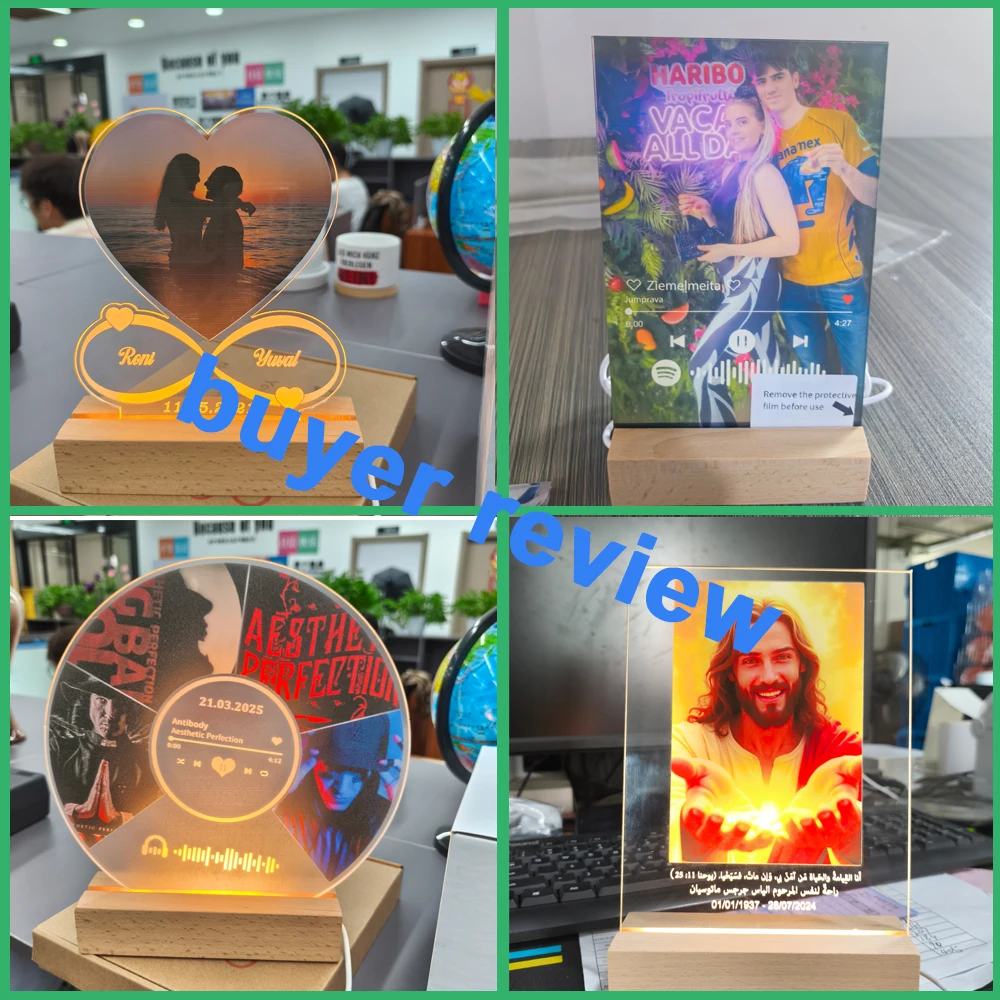 Custom couple gift — personalized acrylic photo lamp with night light & plaque frame for anniversary/wedding 6