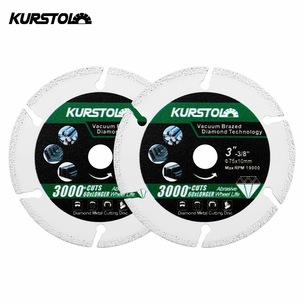 

KURSTOL 75mm Vacuum Brazed Diamond Saw Blade Iron Cutting Disc for Steel Pipe Rebar Stainless Steel 3inch Circular Disc Cutter