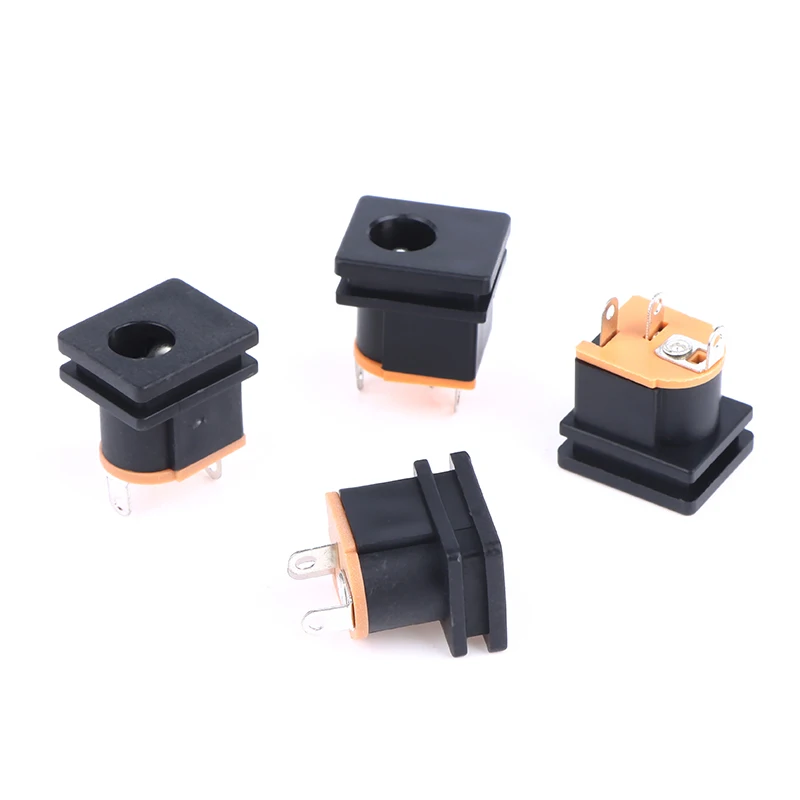**10Pcs DC Power Socket DC-015 Jack With Screw Hole 5.5-2.1 MM / 5.5-2.5MM Square Panel Mounting 5.5X2.1MM / 5.5X2.5MM