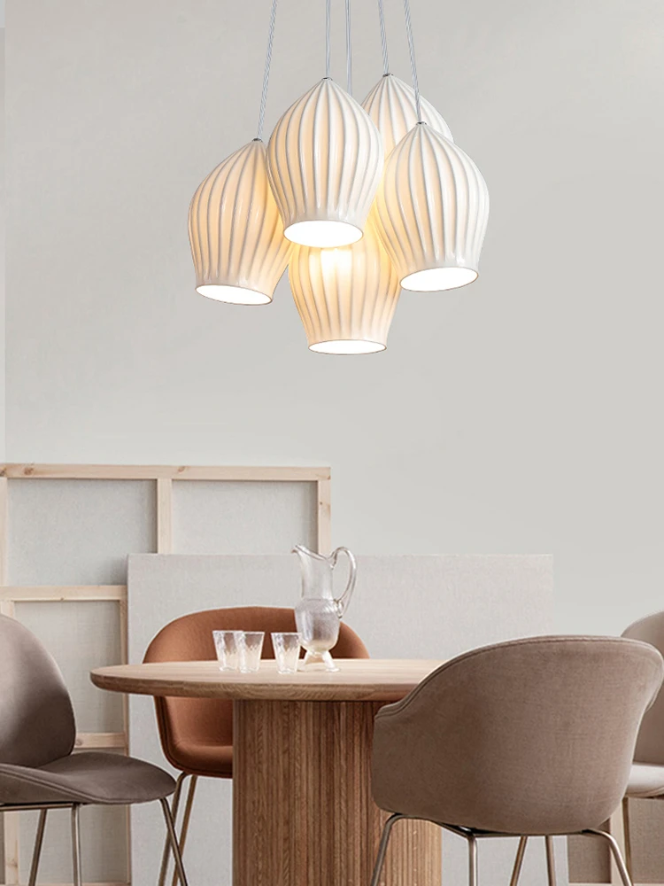 

Minimally Designed Counter Modern Creative Dining Room Lighting White Ceramic Restaurant Clothing Store Decoration Pendant Light