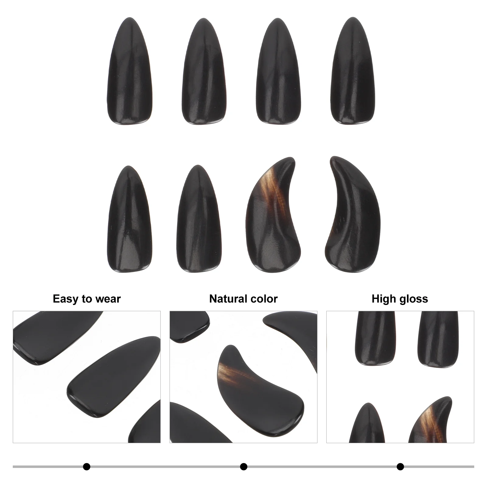 8 Pcs Protection Nails Child Pipa Plectrum Black Horn Kids Instruments Finger Protectors