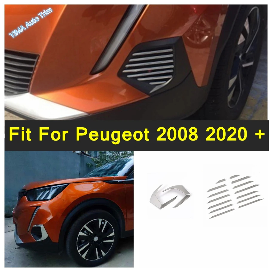 

Auto Styling Front Bumper Grill / Outer Foglight Cover Eyebrow Eyelid Garnish Trim Stainless Steel For Peugeot 2008 2020 - 2022