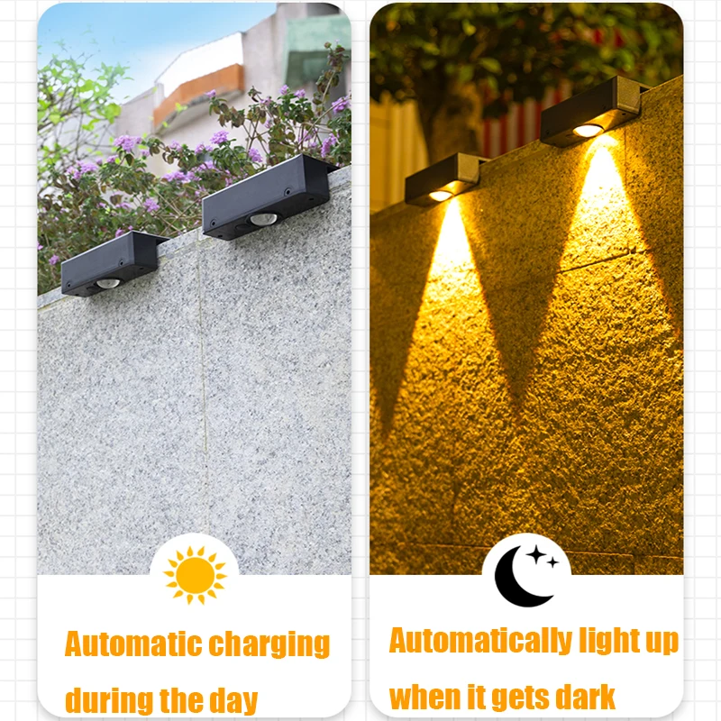 Solar Wall Washing Lamp Waterproof Outdoor LED Wall Light Courtyard Lamp Decorative Balcony Garden