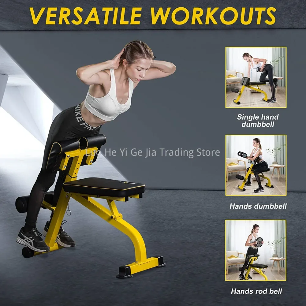 Multifunction Compact Adjustable Roaman Chair, Ab/Back Hyper Bench, One Key for Store and Less Room
