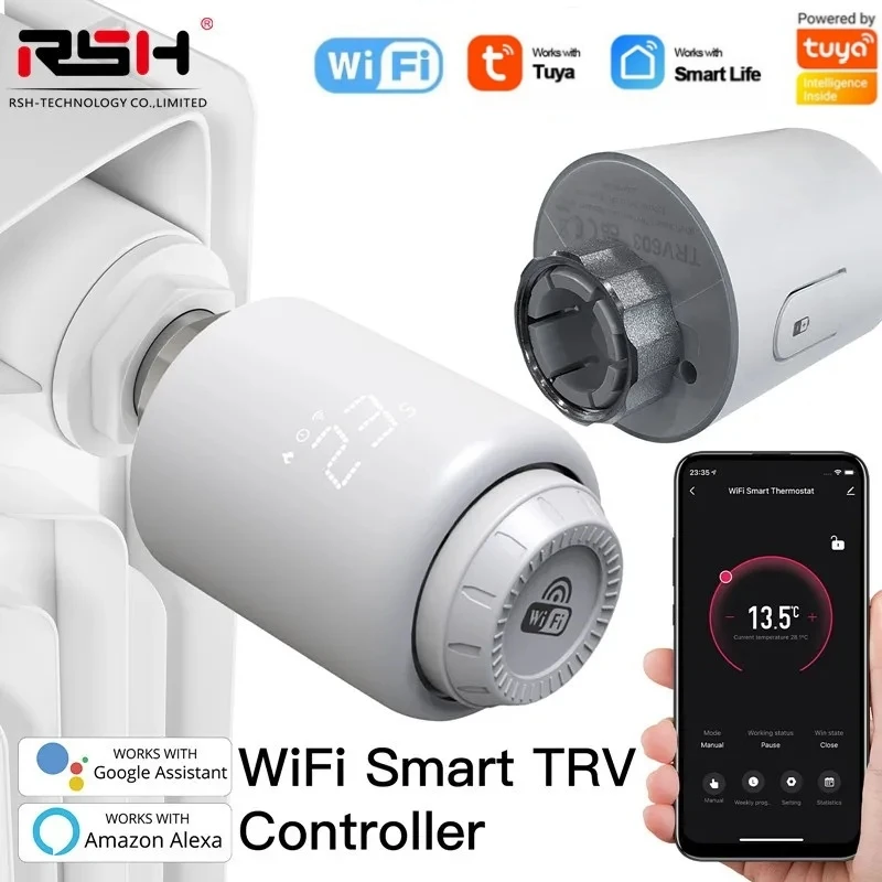 האם RSH Tuya WiFi TRV Thermostat Smart Thermostatic Head Radiator Valve Actuator Heating Temperature Controller Alexa Google Home מתאים לך?